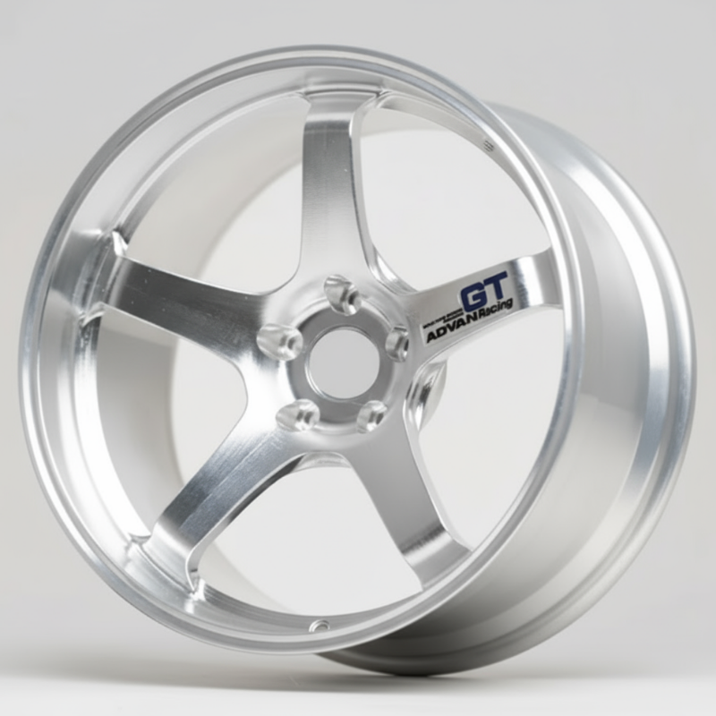 silver advan gt wheel rim on a white background