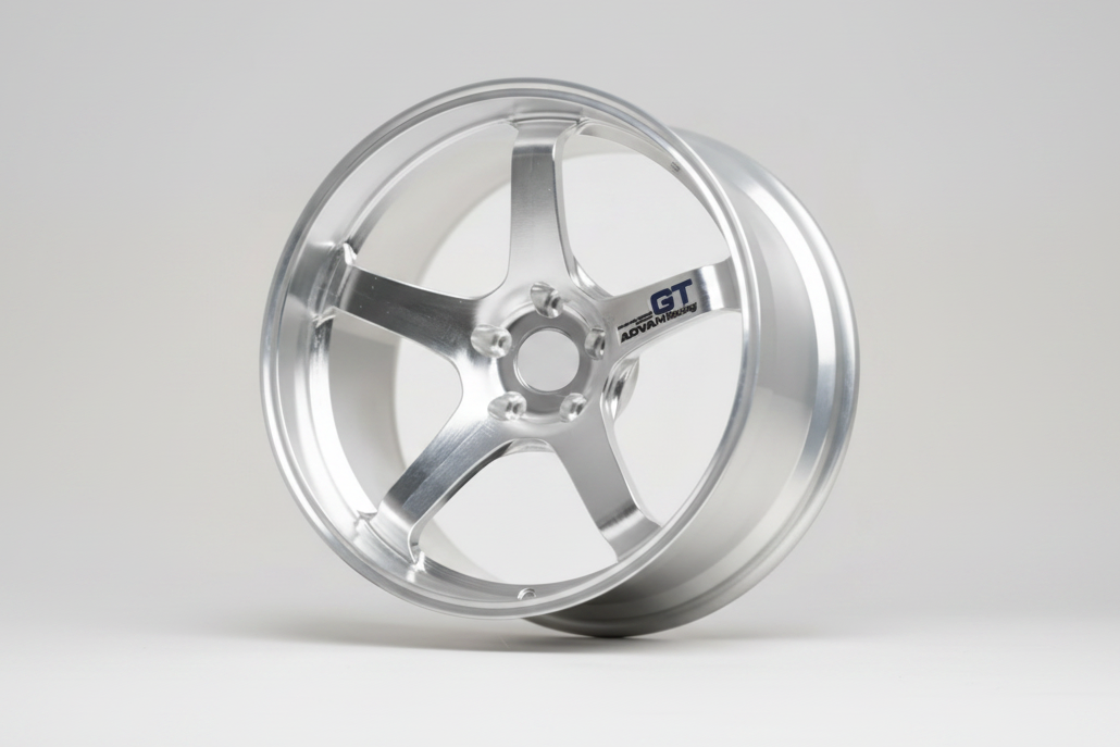 silver advan gt wheel rim on a white background