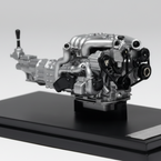 mazda 13b Engine model on a black platform with a gray background