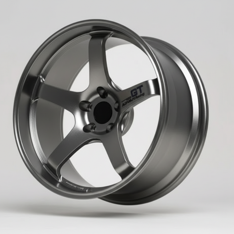 gray advan gt wheel rim with a brand logo on a gray background