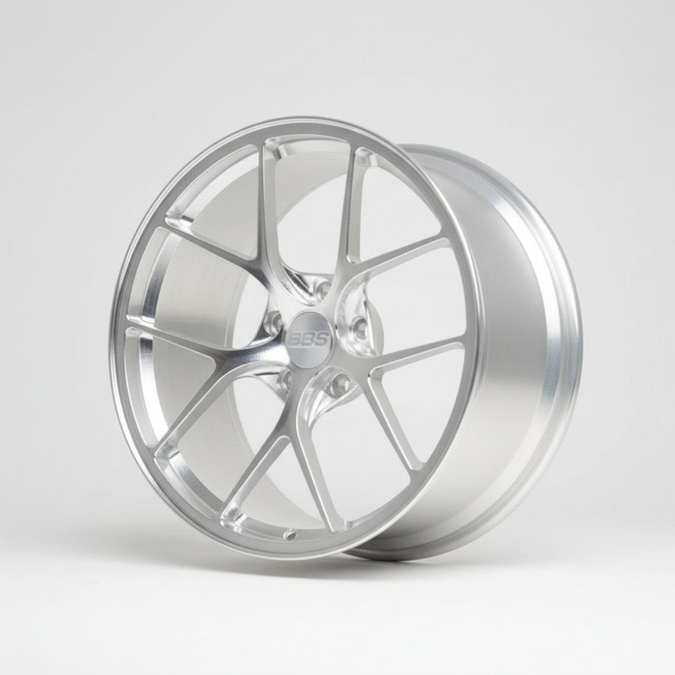 silver bbs ri-d wheel rim on a white background facing left side