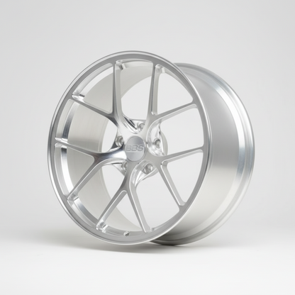 silver bbs ri-d wheel rim on a white background facing left side